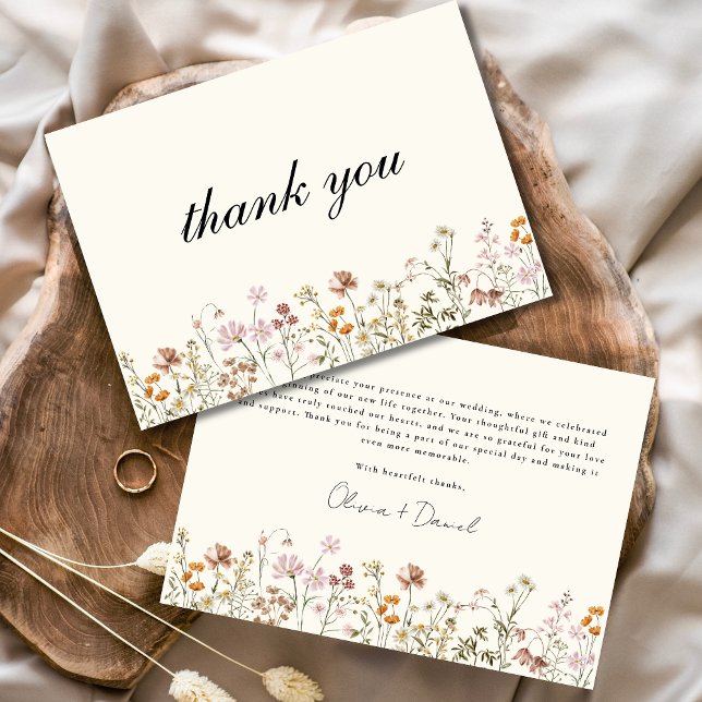 Wildflower Terracotta Beige Boho Wedding Thank You Card (Creator Uploaded)