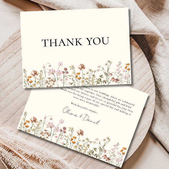 Wildflower Terracotta Beige Boho Wedding Thank You Card (Creator Uploaded)