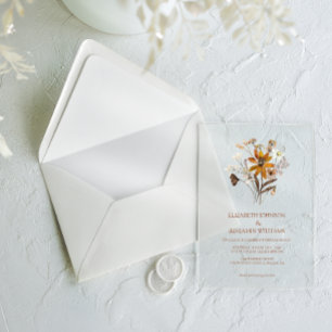  Wildflower Terracotta Boho Chic Garden Wedding  Acrylic Invitations