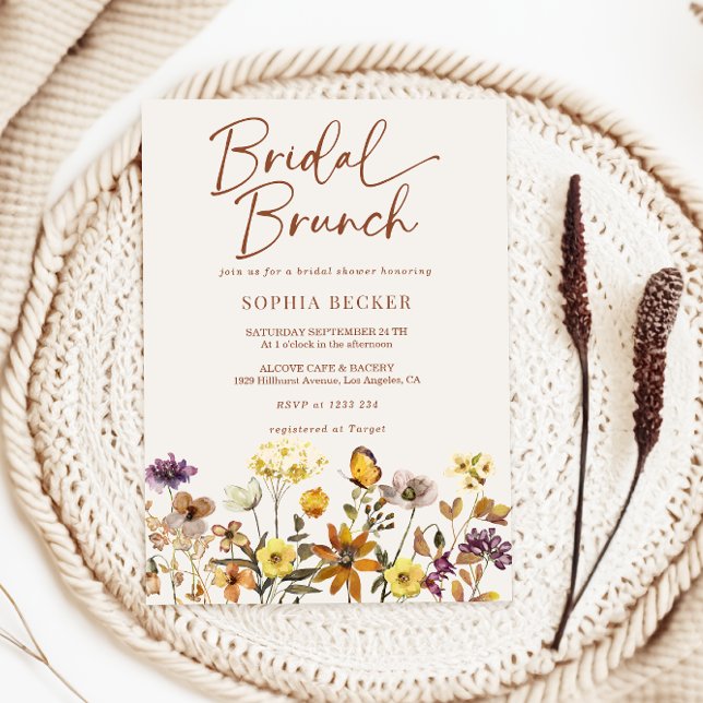 Wildflower Terracotta & Cream Boho Bridal Brunch Invitation (Creator Uploaded)
