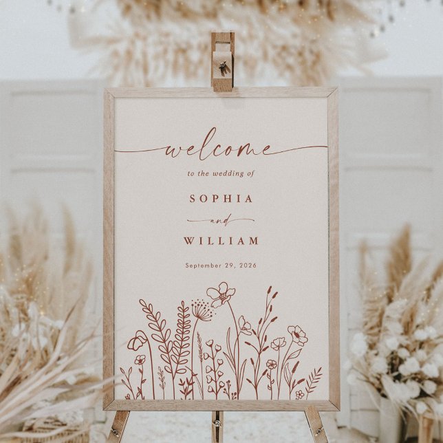 Wildflower Terracotta Fall Wedding Welcome Sign (Creator Uploaded)