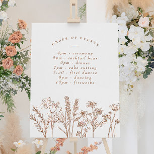 Wildflower Terracotta Wedding Schedule of Events Poster