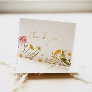 Wildflower Thank Card, Bohemian Florals Thank You Card