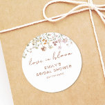 Wildflower Thank You Bridal Shower Love In Bloom Classic Round Sticker<br><div class="desc">Express gratitude with our Wildflower Thank You Bridal Shower In Bloom Classic Round Sticker. These charming stickers feature a delightful wildflower design, infusing a touch of natural beauty into your bridal shower thank-you notes or favours. The classic round shape adds versatility, making them perfect for various uses, from sealing envelopes...</div>