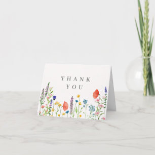 Wildflower thank you card, flowers thank you card
