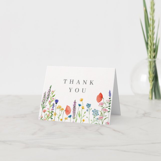 Wildflower thank you card, flowers thank you card (Front)