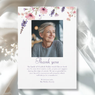 Wildflower THANK YOU Memorial Funeral Photo Card