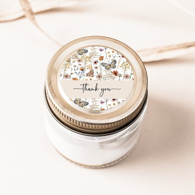 Wildflower Thank You Sticker (Boho Wildflower Thank You Sticker by Painted Paperie
)