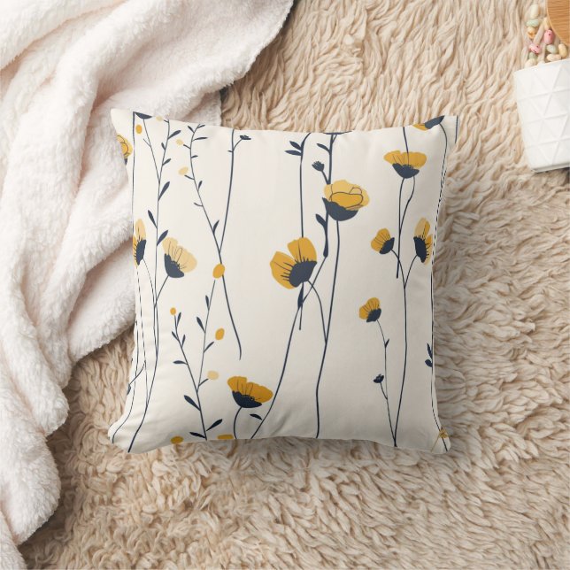 wildflower throw pillow, floral decorative pillow, cushion (Blanket)