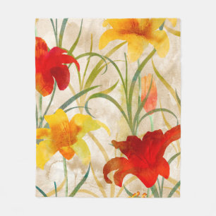 Wildflower tulip flower pattern in a watercolor st fleece blanket
