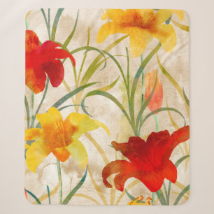 Wildflower tulip flower pattern in a watercolor st sherpa blanket