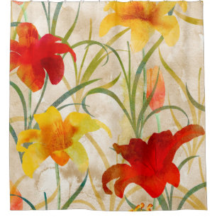 Wildflower tulip flower pattern in a watercolor st shower curtain