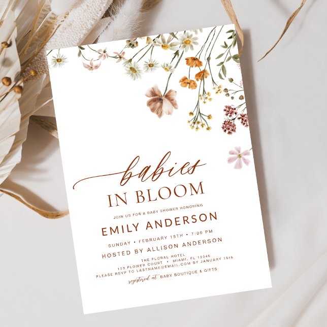  Wildflower Twins Babies in Bloom Baby Shower  Invitation (Creator Uploaded)