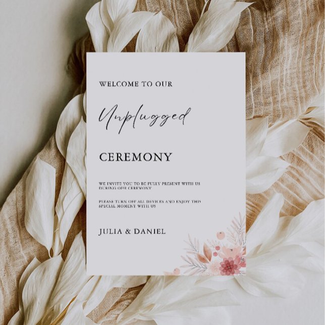 Wildflower Unplugged Ceremony Wedding Sign, Invitation (Wildflower Unplugged Ceremony Wedding Sign, Invitation)