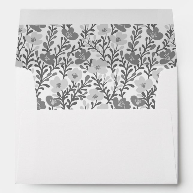 Wildflower Vines Chic Grey Floral Elegant Custom Envelope (Back (Bottom))