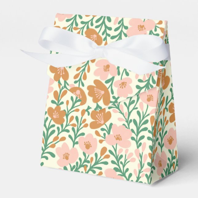 Wildflower Vines Elegant Pink Blooms Floral Custom Favour Box (Front Side)