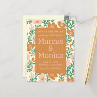 Wildflower Vines Pink Green Custom Save the Date