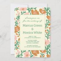 Wildflower Vines Pink Green Custom WEDDING