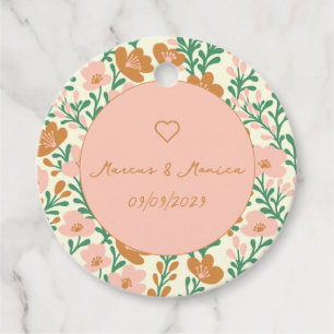 Wildflower Vines Pink Green Elegant Wedding Custom Favour Tags