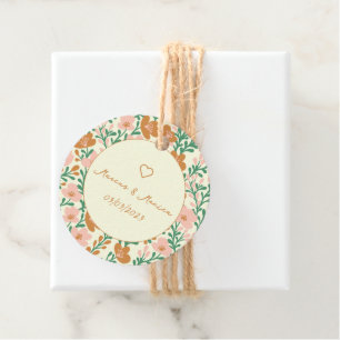 Wildflower Vines Pink Green Elegant Wedding Custom Favour Tags