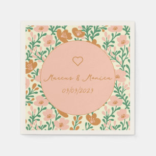 Wildflower Vines Pink Green Elegant Wedding Custom Napkin