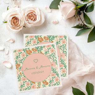 Wildflower Vines Pink Green Elegant Wedding Custom Napkin