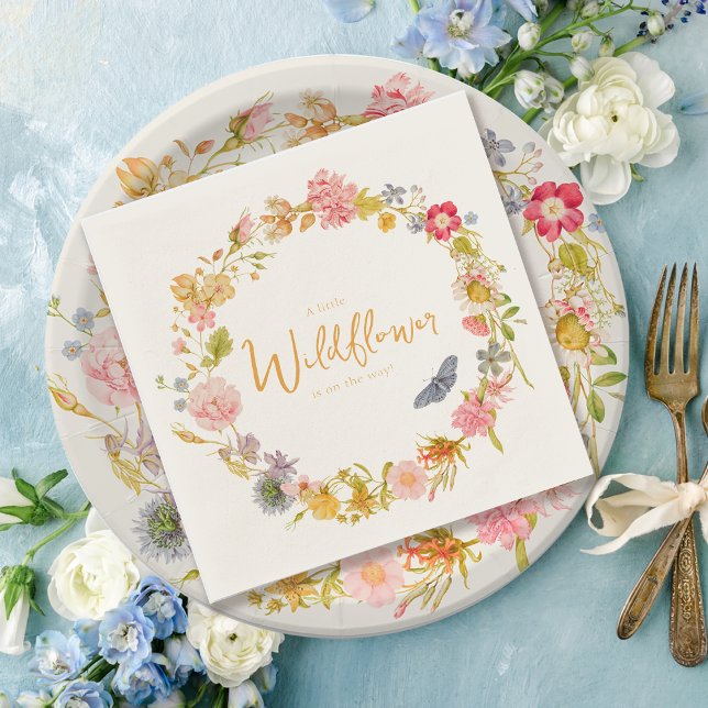 Wildflower Vintage Botanical Baby Shower Napkin (Creator Uploaded)