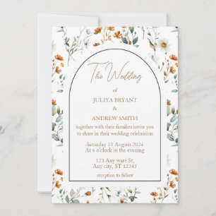 Wildflower vintage wedding  invitation