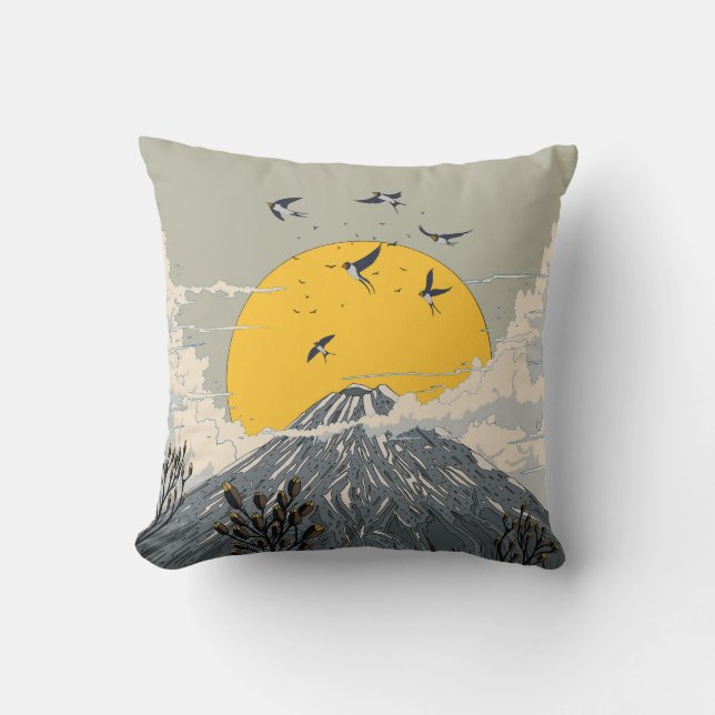 Wildflower Volcano Mountain Cushion (Front)