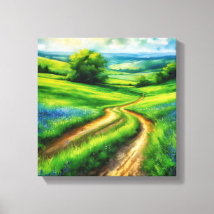 Wildflower Wanderlust: A Path Through the Bluebell Canvas Print