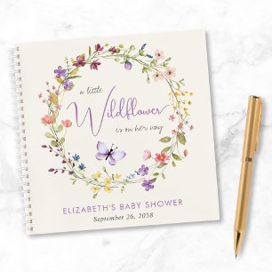 Wildflower Watercolor Baby Girl Shower Guest Book