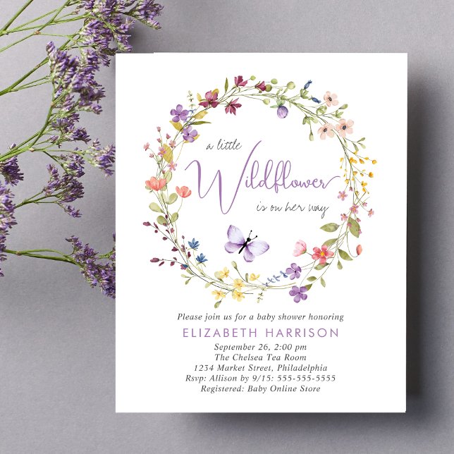 Wildflower Watercolor Baby Girl Shower Invitation (Creator Uploaded)