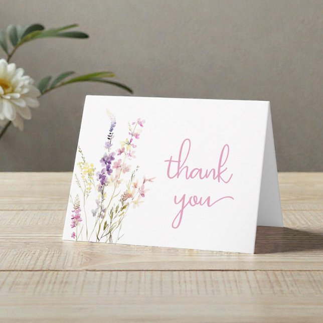 Wildflower Watercolor Baby Girl Shower Thank You Card (Wildflower Watercolor Baby Girl Shower Thank You Card)