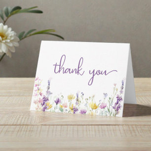 Wildflower Watercolor Baby Girl Shower Thank You Card