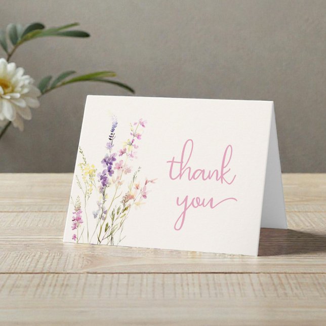 Wildflower Watercolor Baby Girl Shower Thank You Card (Wildflower Watercolor Baby Girl Shower Thank You Card)