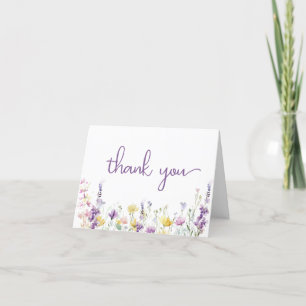 Wildflower Watercolor Baby Girl Shower Thank You Card