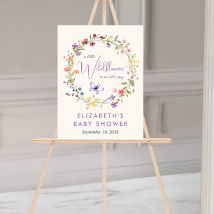Wildflower Watercolor Baby Girl Shower Welcome Acrylic Sign