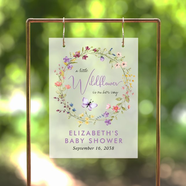 Wildflower Watercolor Baby Girl Shower Welcome Acrylic Sign (Creator Uploaded)