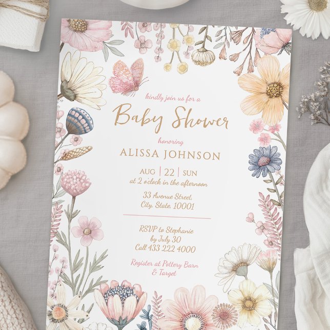 Wildflower Watercolor Baby Shower Invitation (Creator Uploaded)