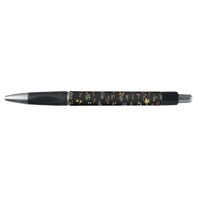 Wildflower Watercolor Black Botanical Floral (Front)