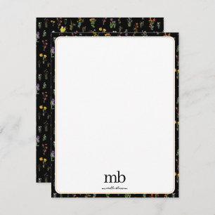 Wildflower Watercolor Black Botanical Floral Card