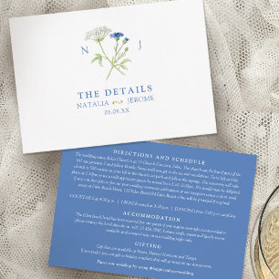 Wildflower watercolor blue wedding details enclosure card