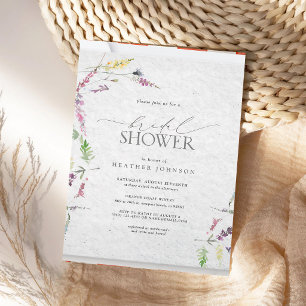 Wildflower Watercolor Blush Pink Bridal Shower Invitation