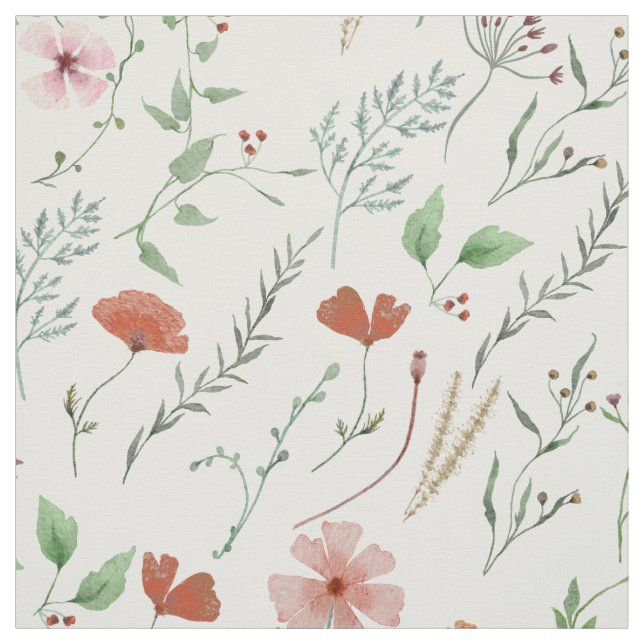Wildflower watercolor boho colourful fabric summer (Swatch)