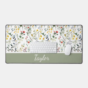Wildflower Watercolor Botanical Name Desk Mat