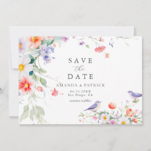 Wildflower Watercolor Botanical Spring Wedding Save The Date