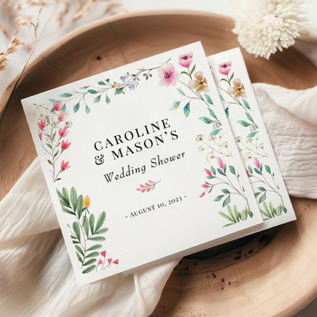 Wildflower Watercolor Bridal Shower Napkin (Creator Uploaded)