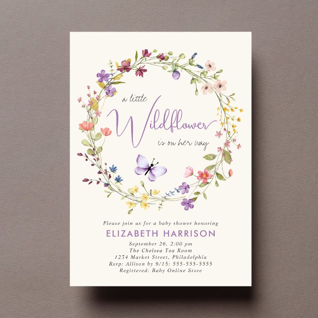 Wildflower Watercolor Cream Baby Girl Shower Invitation (Creator Uploaded)