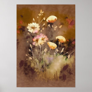 Wildflower Watercolor Digital Art Poster