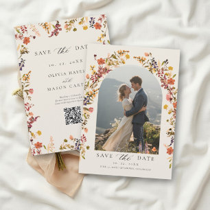 Wildflower Watercolor Fall Floral Photo Wedding Save The Date